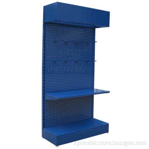 Customized Logo Pegboard Hanging Metal Shelf Rack Floor Display Stand